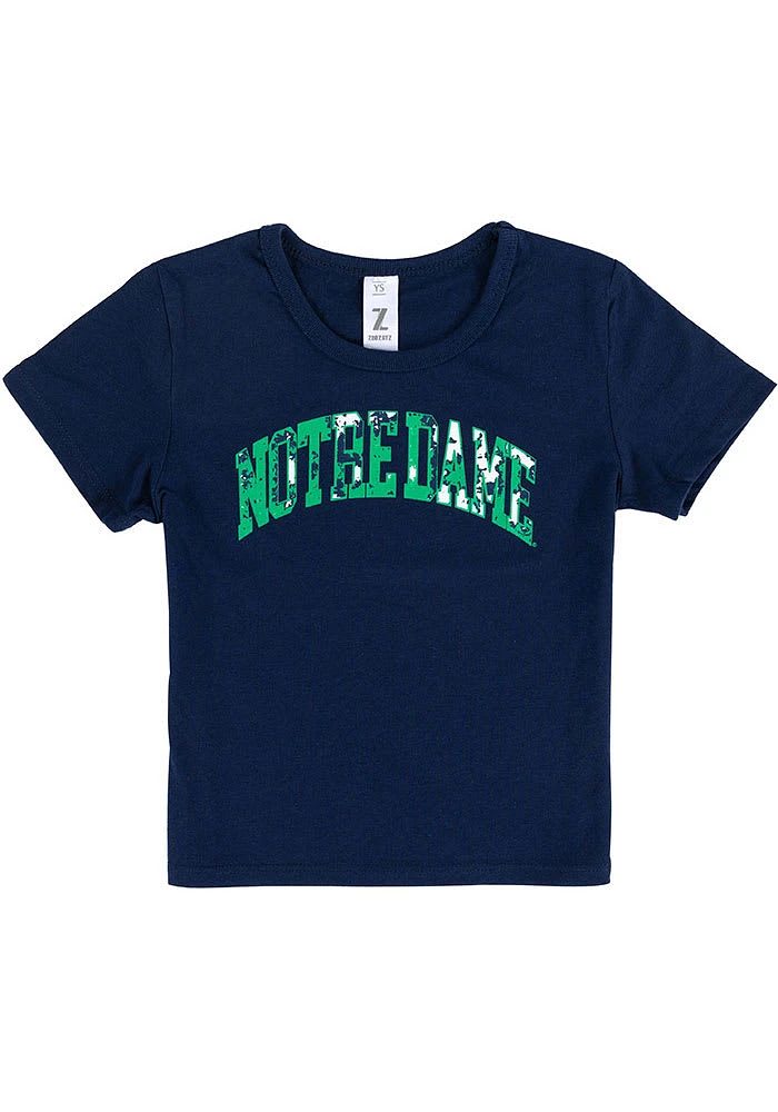 Notre Dame Fighting Irish Girls Navy Blue Tie Dye Wordmark Short Sleeve Tee