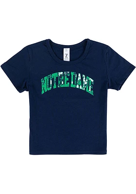 Notre Dame Fighting Irish Girls Navy Blue Tie Dye Wordmark Short Sleeve Tee