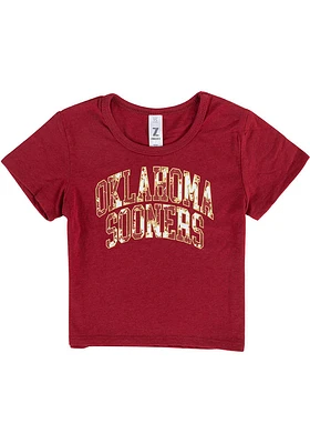 Oklahoma Sooners Girls Cardinal Tie Dye Wordmark Short Sleeve Tee