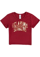 Oklahoma Sooners Girls Cardinal Tie Dye Wordmark Short Sleeve Tee
