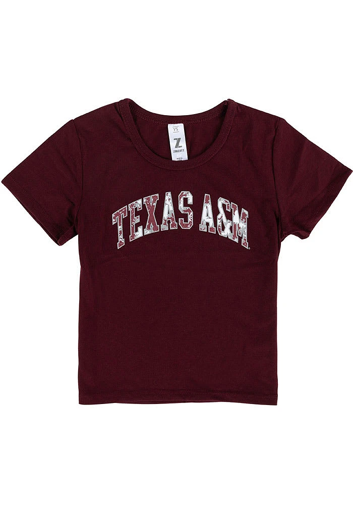 Texas A&M Aggies Girls Maroon Tie Dye Wordmark Short Sleeve Tee