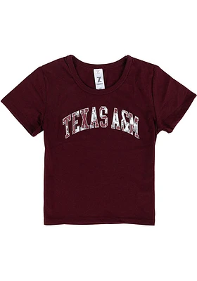 Texas A&M Aggies Girls Maroon Tie Dye Wordmark Short Sleeve Tee