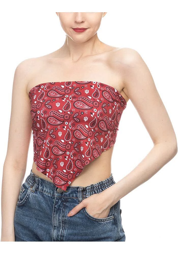Indiana Hoosiers Womens Crimson Mist Strapless Tie Back Tank Top