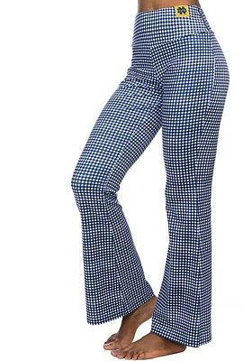 Notre Dame Fighting Irish Womens Navy Blue Gingham Flare Pants