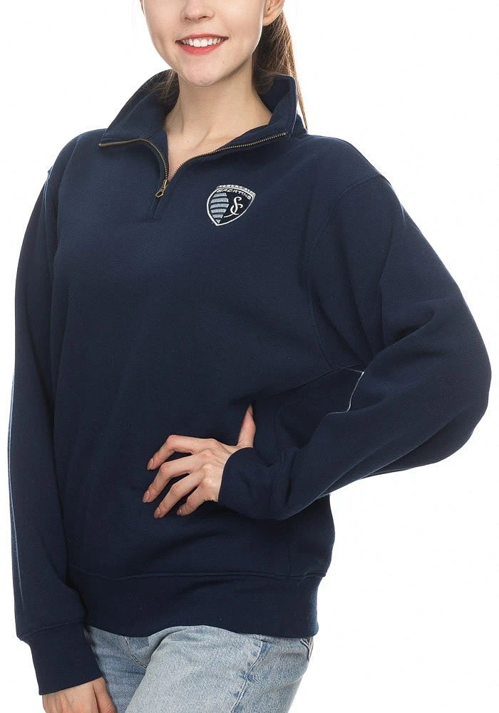 Sporting Kansas City Womens Navy Blue Fleece Qtr Zip