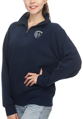 Sporting Kansas City Womens Navy Blue Fleece Qtr Zip