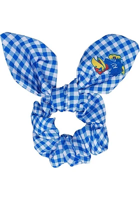 Kansas Jayhawks Gingham Knot Womens Hair Scrunchie
