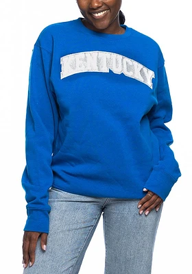 Kentucky Wildcats Womens Blue Sparkle Chenille Sport Fleece Crew Sweatshirt