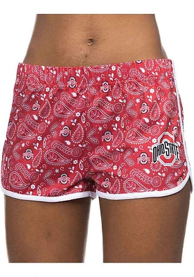 Ohio State Buckeyes Womens Red Paisley Shorts