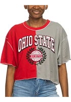 Ohio State Buckeyes Womens Red Colorblock Short Sleeve T-Shirt