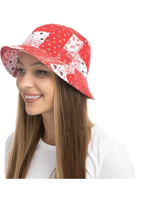 Ohio State Buckeyes Red Paisley Patchwork Mens Bucket Hat