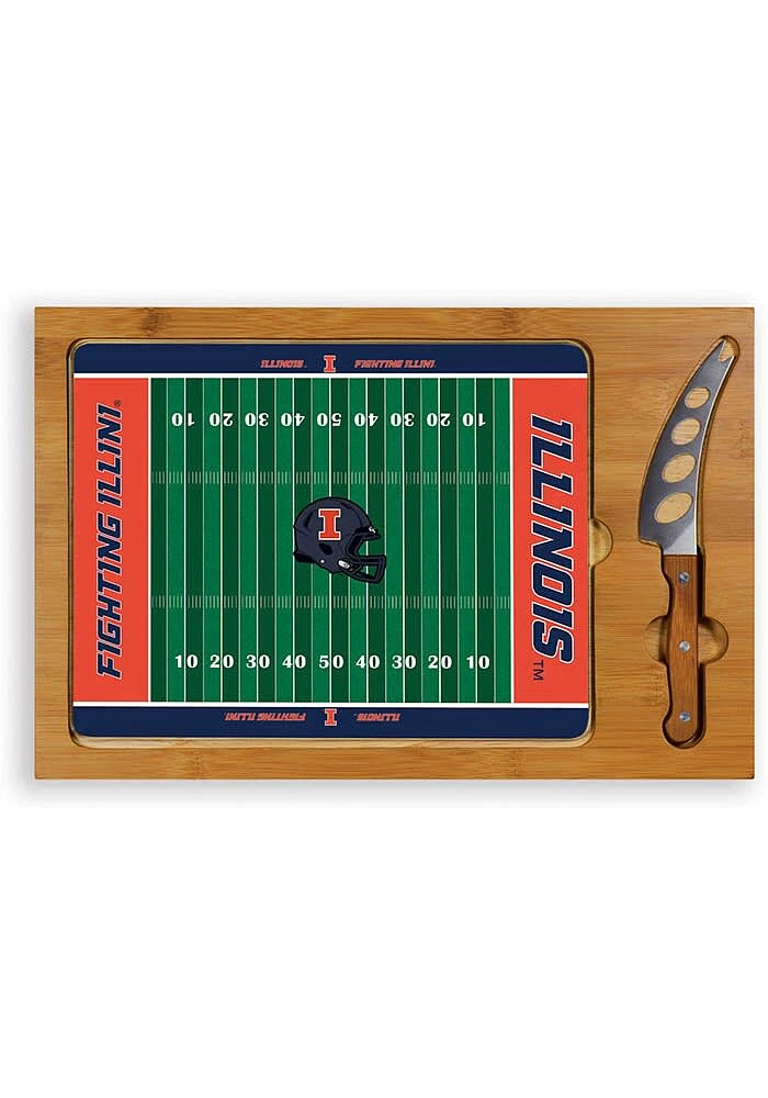 Illinois Fighting Illini Icon Football Glass Top Cutting Board