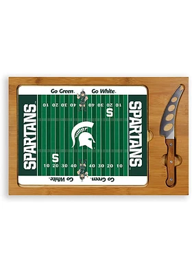 Michigan State Spartans Icon Football Glass Top Cutting Board