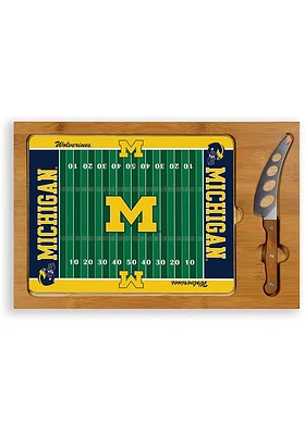 Michigan Wolverines Icon Football Glass Top Cutting Board