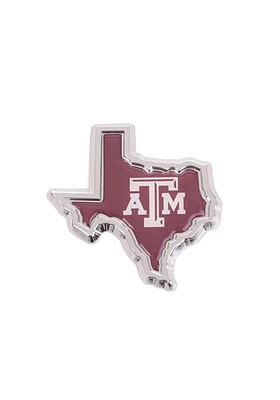 Texas A&M Aggies Domed Texas Shaped Car Emblem - Maroon
