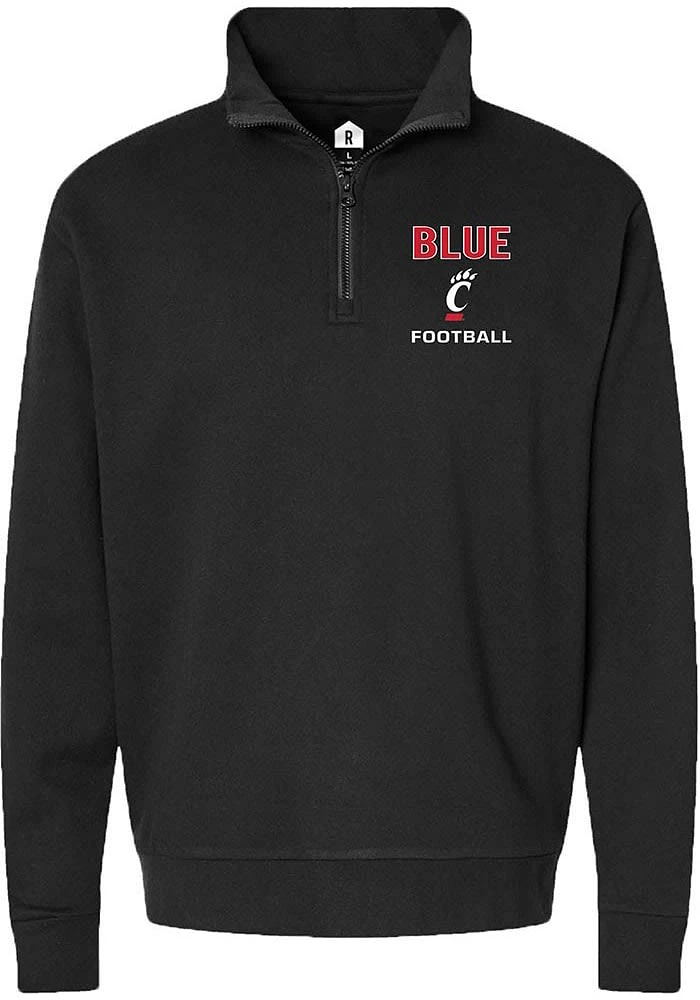 Zander Blue Mens Rally Black Cincinnati Bearcats NIL Embroidered Qtr Zip Pullover
