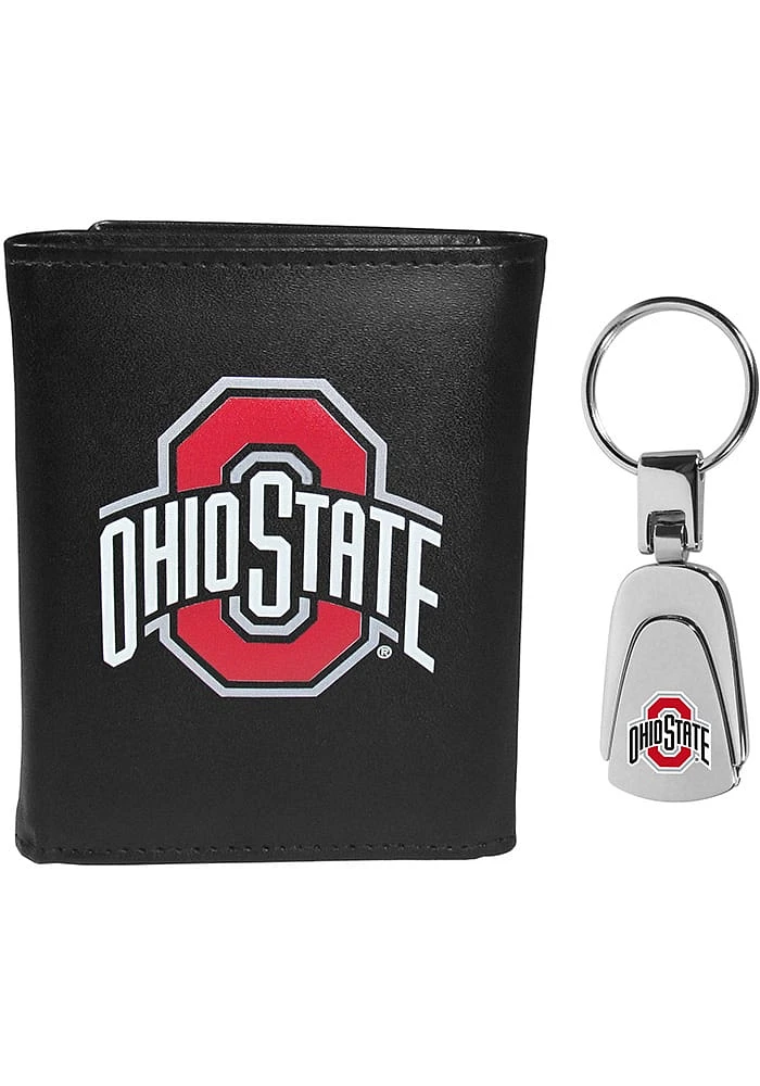 Ohio State Buckeyes Leather W Key Chain Mens Trifold Wallet