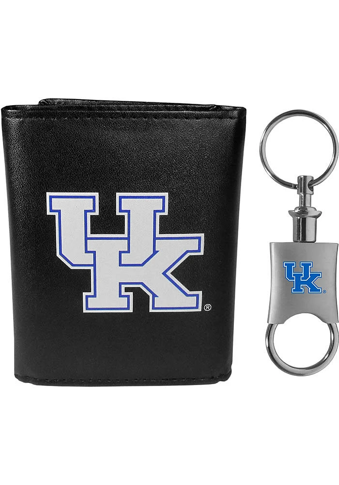 Kentucky Wildcats Leather w Valet Key Chain Mens Trifold Wallet