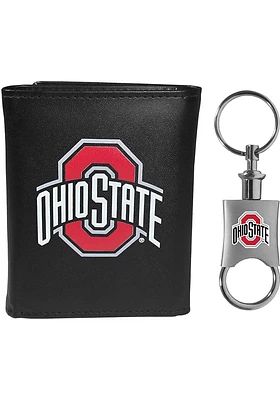 Ohio State Buckeyes Leather w Valet Key Chain Mens Trifold Wallet