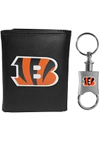 Cincinnati Bengals Leather w Valet Key Chain Mens Trifold Wallet