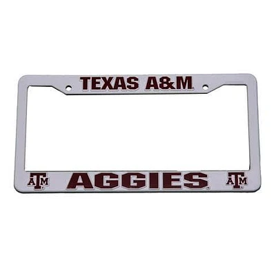 Texas A&M Aggies Silver Plastic License Plate Frame - White