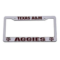 Texas A&M Aggies Silver Plastic License Plate Frame - White