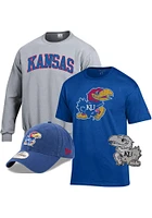 Kansas Jayhawks Mens Grey Gift Pack Sets Long Sleeve Crew Sweatshirt