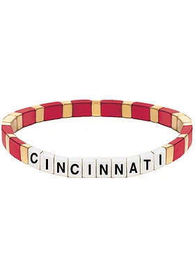 Bijoux Sport Cincinnati Reds The Square Bead Colored Womens Bracelet