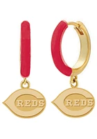 Cincinnati Reds Enamel Metal Logo Hoops Womens Earrings