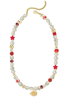 Bijoux Sport Cincinnati Reds The Pearl Bead Logo Charm Womens Necklace