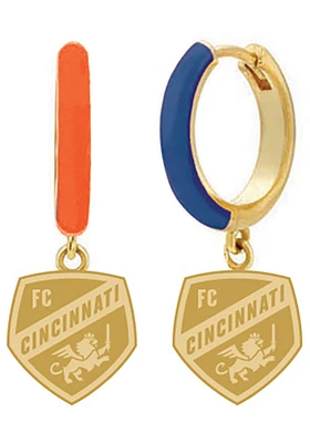 FC Cincinnati Enamel Metal Logo Hoops Womens Earrings