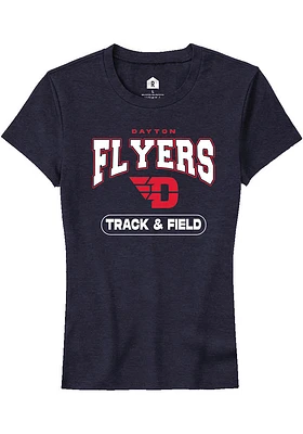 Rally Dayton Flyers Womens Navy Blue Track & Field Short Sleeve T-Shirt