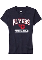 Rally Dayton Flyers Womens Navy Blue Track & Field Short Sleeve T-Shirt