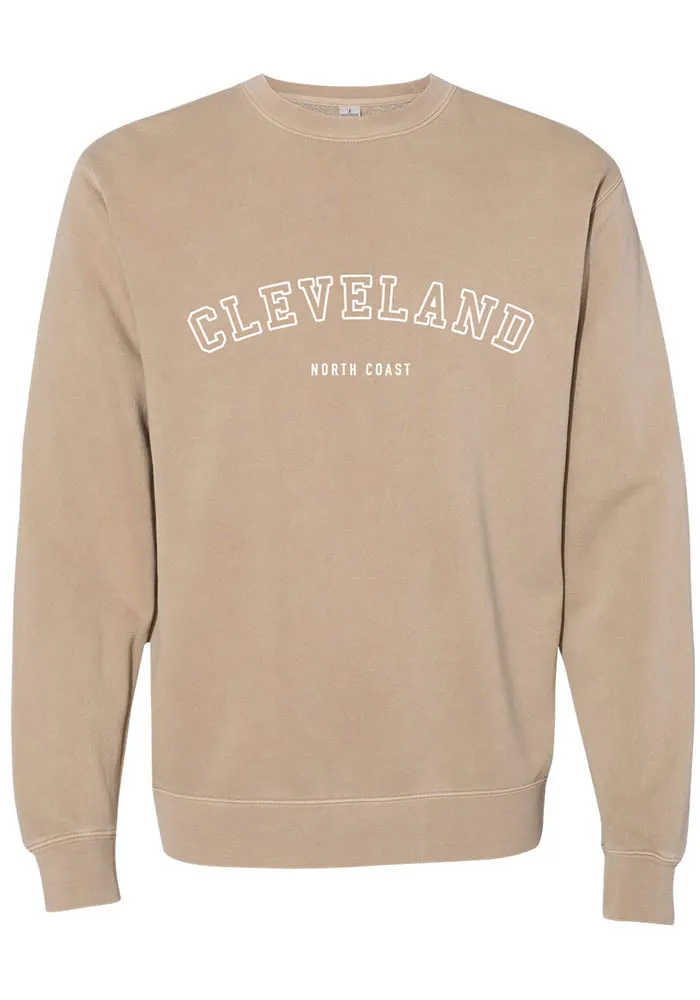 Cleveland Emily Roggenburk Tan Arch Wordmark Long Sleeve Crew Sweatshirt