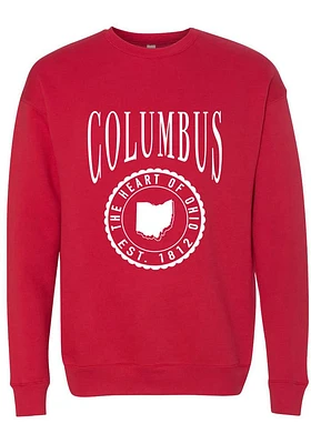 Emily Roggenburk Columbus Mens Red College Style Long Sleeve Crew Sweatshirt