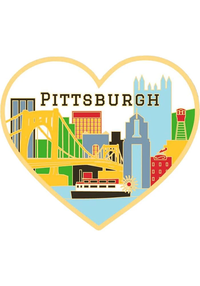 Pittsburgh Skyline Heart Stickers - White