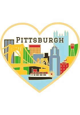 Pittsburgh Skyline Heart Stickers - White