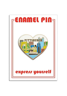 Pittsburgh Souvenir Skyline Heart Pin - White