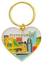 Pittsburgh Skyline Heart Keychain - White