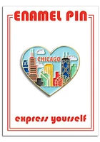 Chicago Souvenir Skyline Heart Pin - White