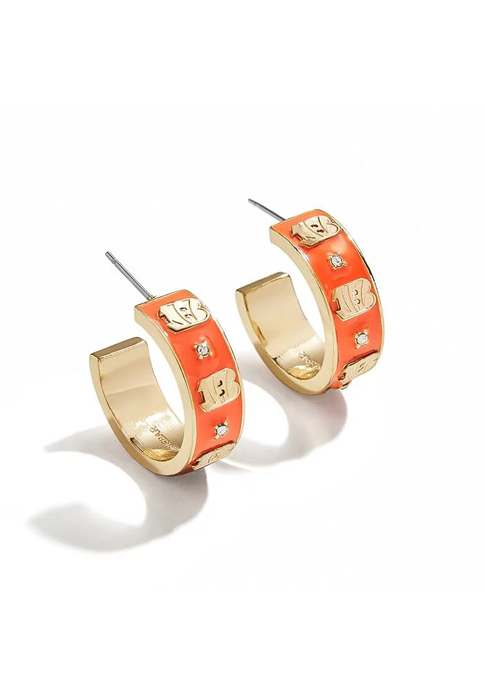 Cincinnati Bengals Enamel Hoop Womens Earrings