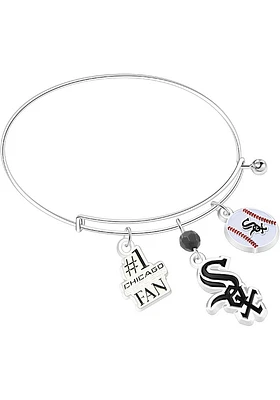 Chicago White Sox Three Charm Womens Bracelet