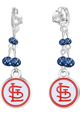 St Louis Cardinals Rhinestone Dangle Hoop Womens Earrings