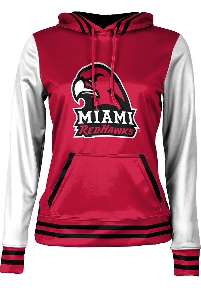 ProSphere Miami RedHawks Womens Red Letterman Hooded Sweatshirt