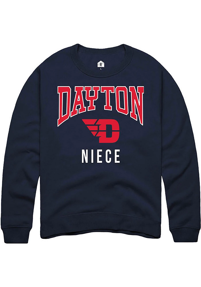 Rally Dayton Flyers Mens Navy Blue Niece Long Sleeve Crew Sweatshirt