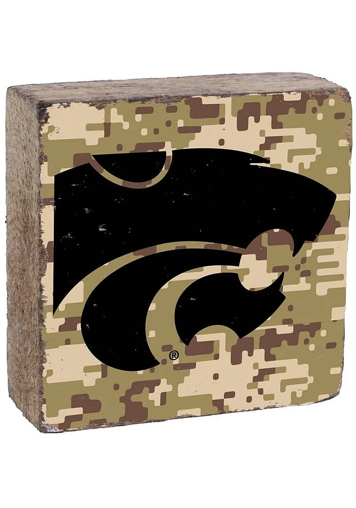 K-State Wildcats 6x6x2 Rustic Block Sign