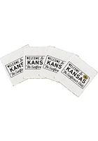 Kansas Sunflower State Welcome 4x4 Wood Coaster - White