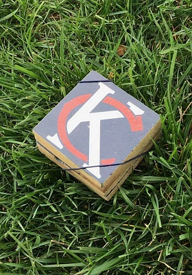 Kansas City KC Monogram 4x4 Wood Coaster - Grey