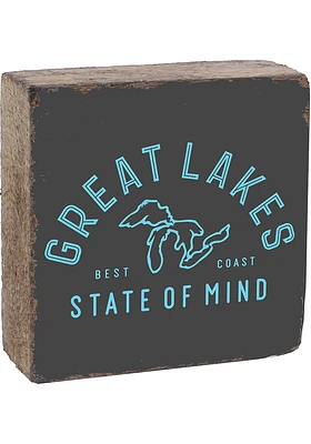 Michigan Great Lakes Rustic Block Sign - Grey