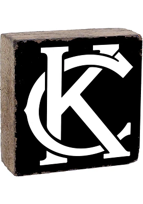 Kansas City KC Monogram Rustic Block Sign - Black